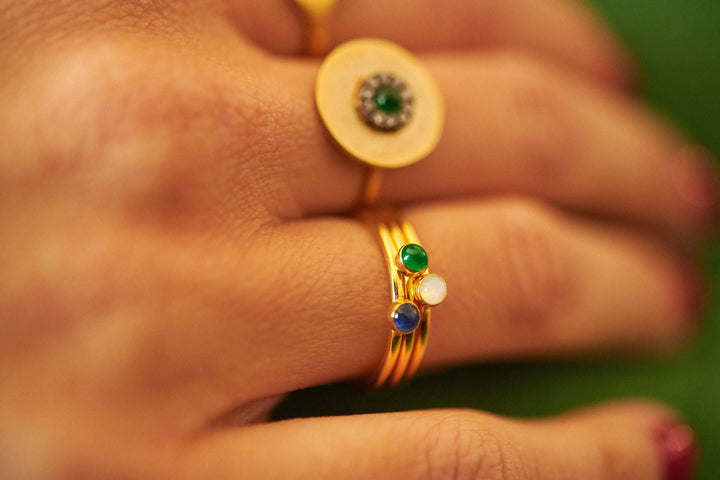 Single Green Agate Ring - Eye M UFO - Ileana Makri store