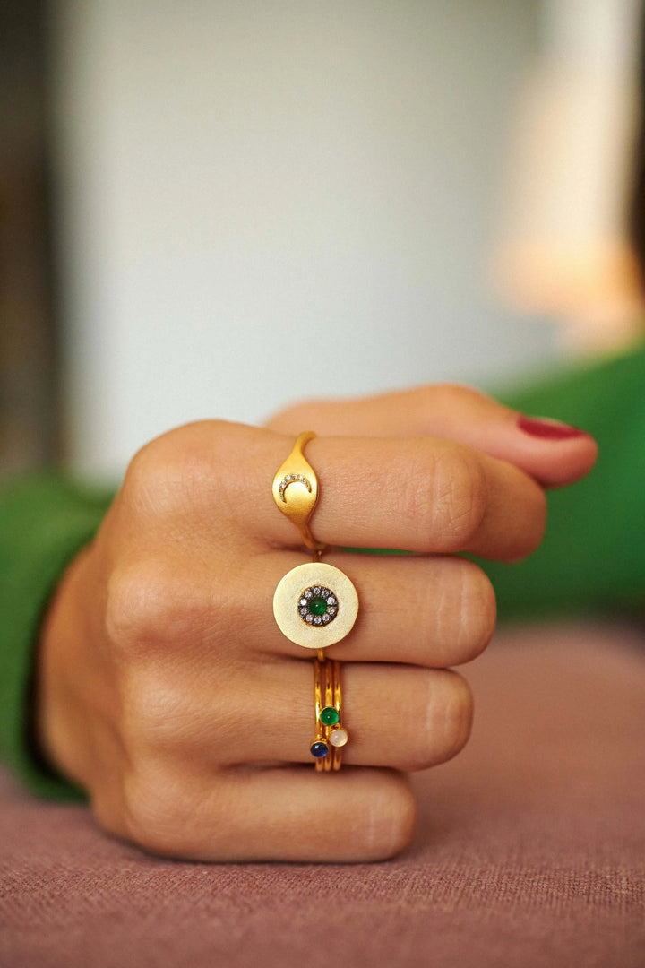 Single Green Agate Ring - Eye M UFO - Ileana Makri store