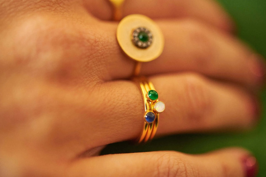 Single Green Agate Ring - Eye M UFO - Ileana Makri