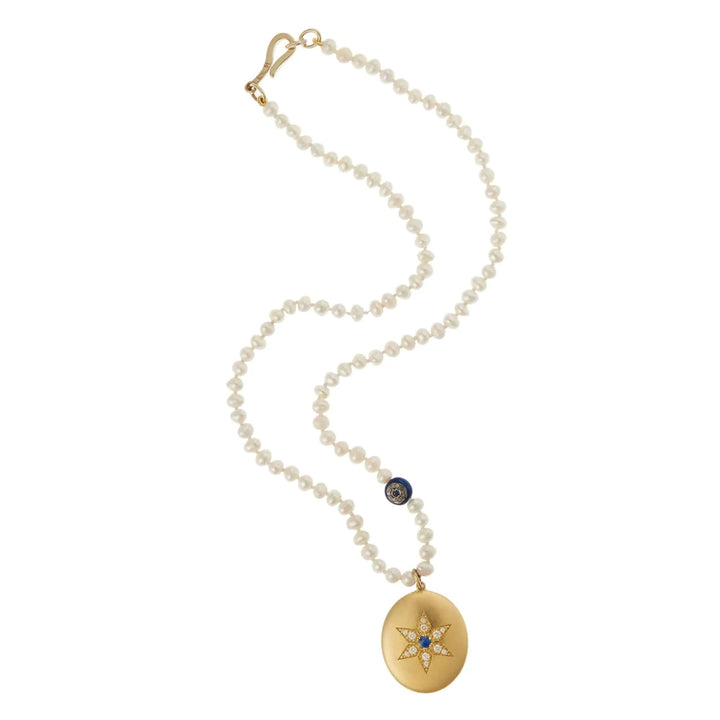 Six Point Star Pearl Necklace (40cm) - SYMBOLS - Ileana Makri