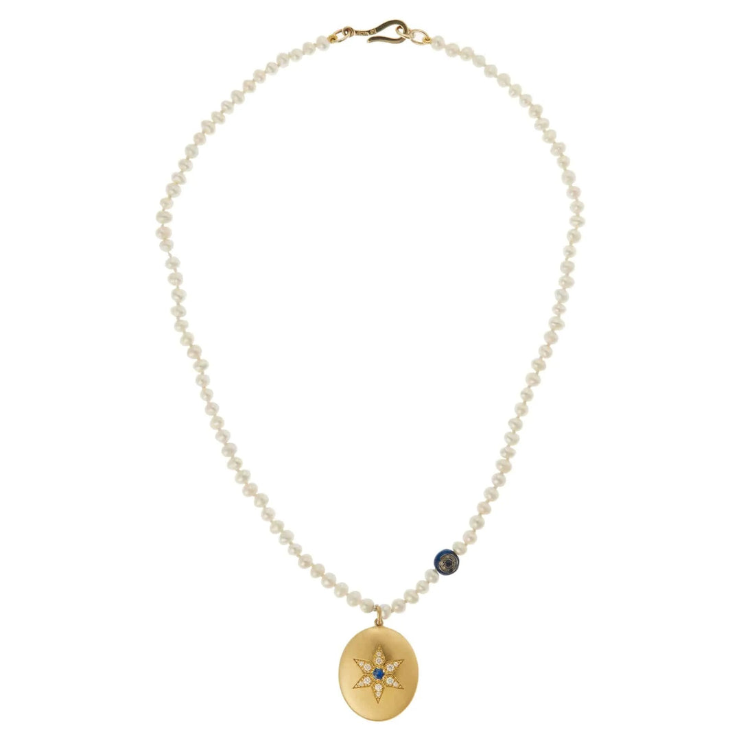Six Point Star Pearl Necklace (40cm) - SYMBOLS - Ileana Makri