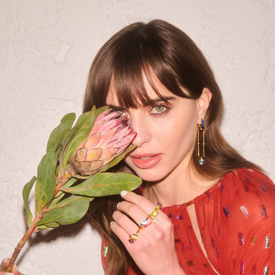 Sky Blue Topaz Long Bar Earrings - Eye M Neon Rocks - Ileana Makri