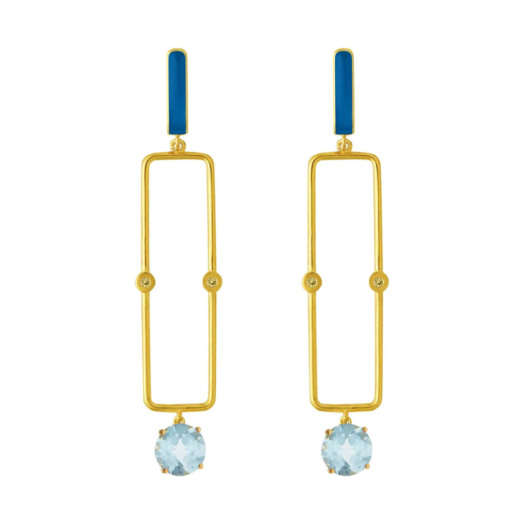 Sky Blue Topaz Long Bar Earrings - Eye M Neon Rocks - Ileana Makri