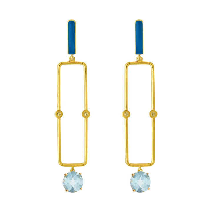 Sky Blue Topaz Long Bar Earrings - Eye M Neon Rocks - Ileana Makri
