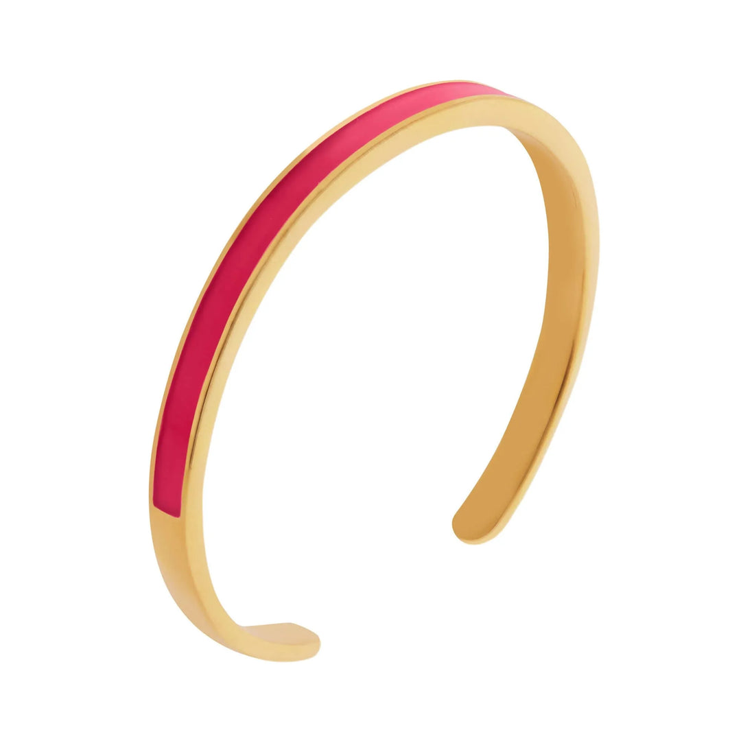 Slim Neon Pink Enamel Cuff - Eye M Neon Rocks - Ileana Makri store