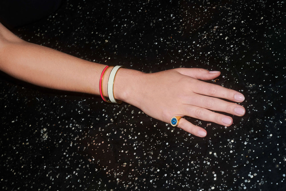 Slim Neon Pink Enamel Cuff - Eye M Neon Rocks - Ileana Makri store