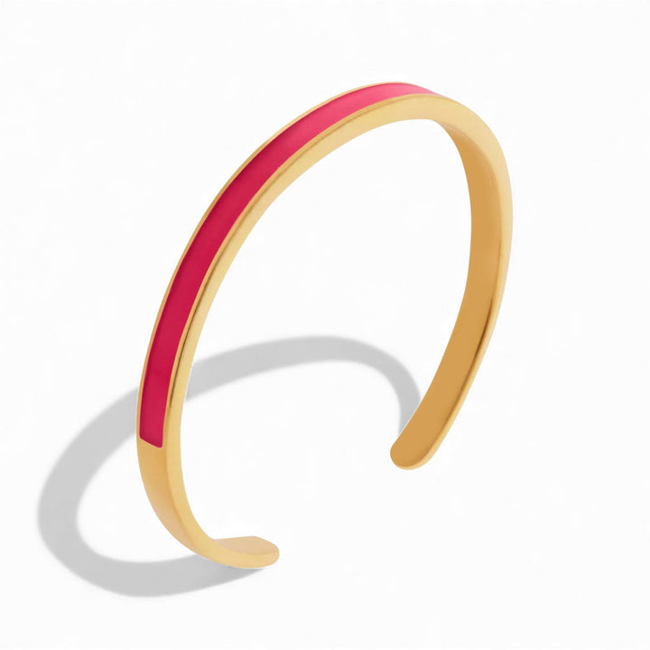 Slim Neon Pink Enamel Cuff - Eye M Neon Rocks - Ileana Makri