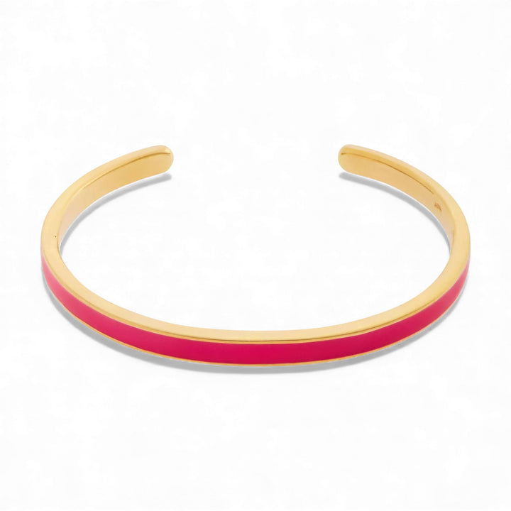 Slim Neon Pink Enamel Cuff - Eye M Neon Rocks - Ileana Makri