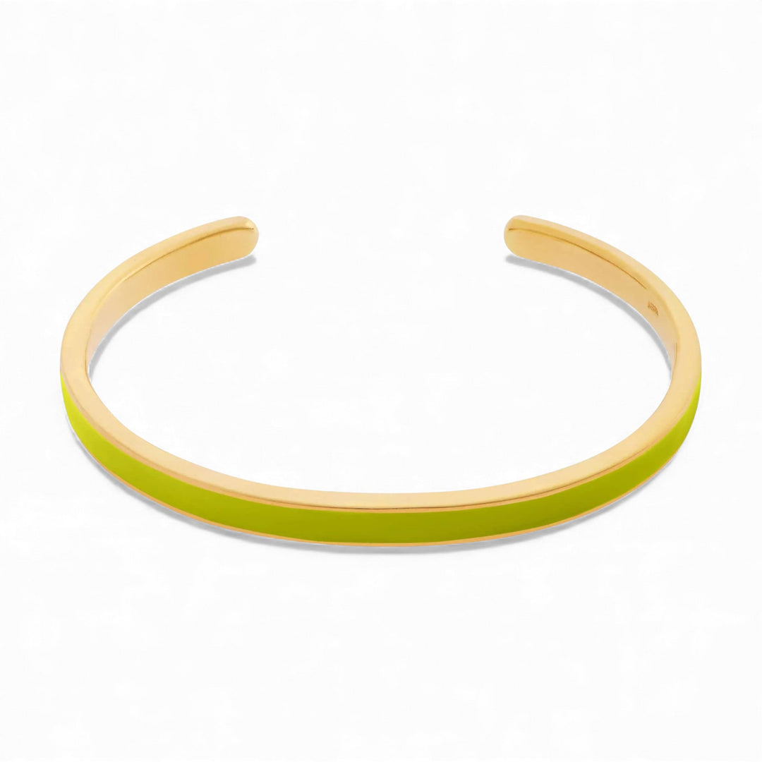 Slim Neon Yellow Enamel Cuff - Eye M Neon Rocks - Ileana Makri