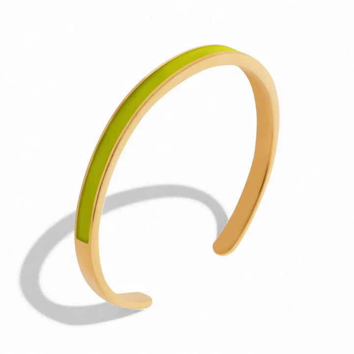 Slim Neon Yellow Enamel Cuff - Eye M Neon Rocks - Ileana Makri