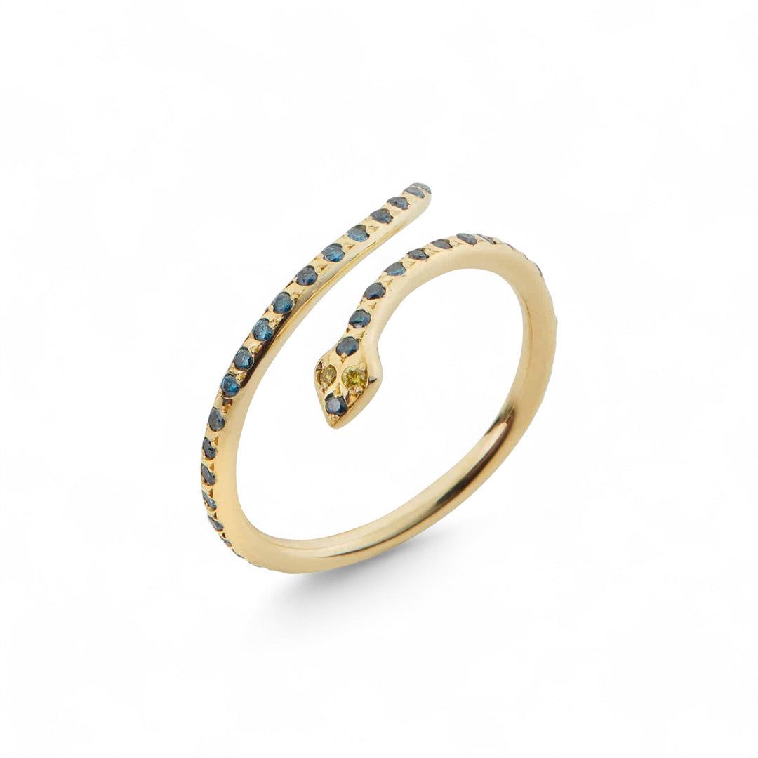 Small Python Ring Blue Diamonds