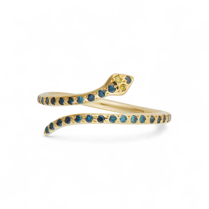 Small Python Ring Blue Diamonds