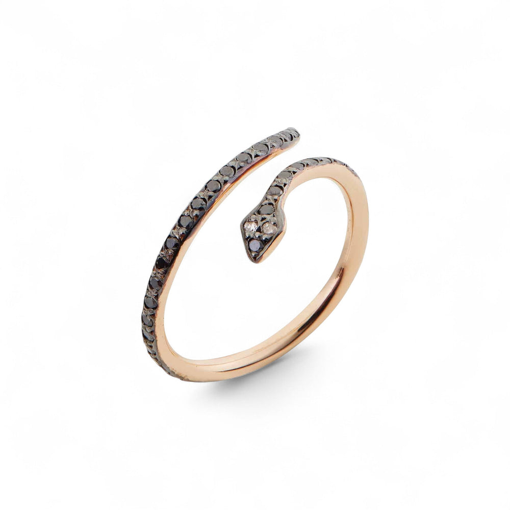 Small Python Ring Black Diamonds - SNAKES - Ileana Makri