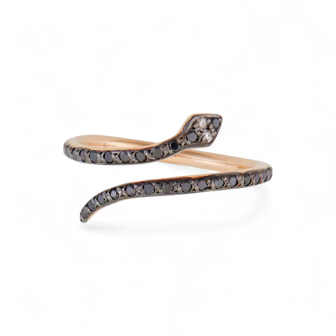 Small Python Ring Black Diamonds - SNAKES - Ileana Makri