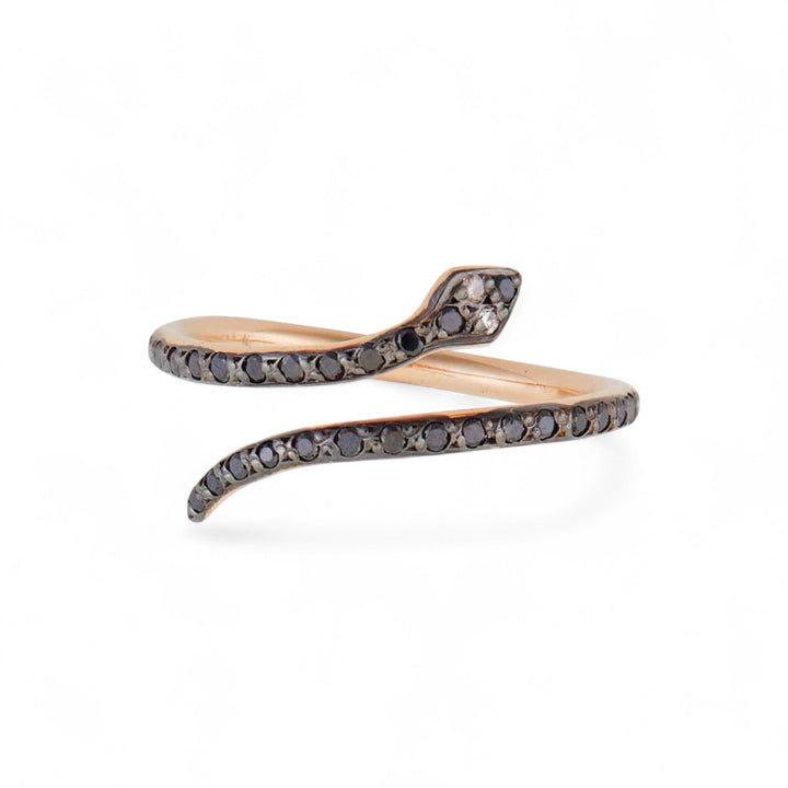 Small Python Ring Black Diamonds - SNAKES - Ileana Makri