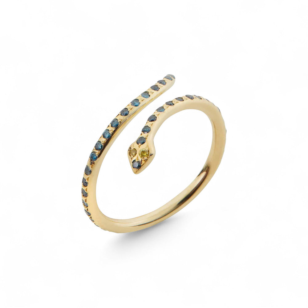 Python Gold Ring Small Python Ring Blue Diamonds | Ileana Makri
