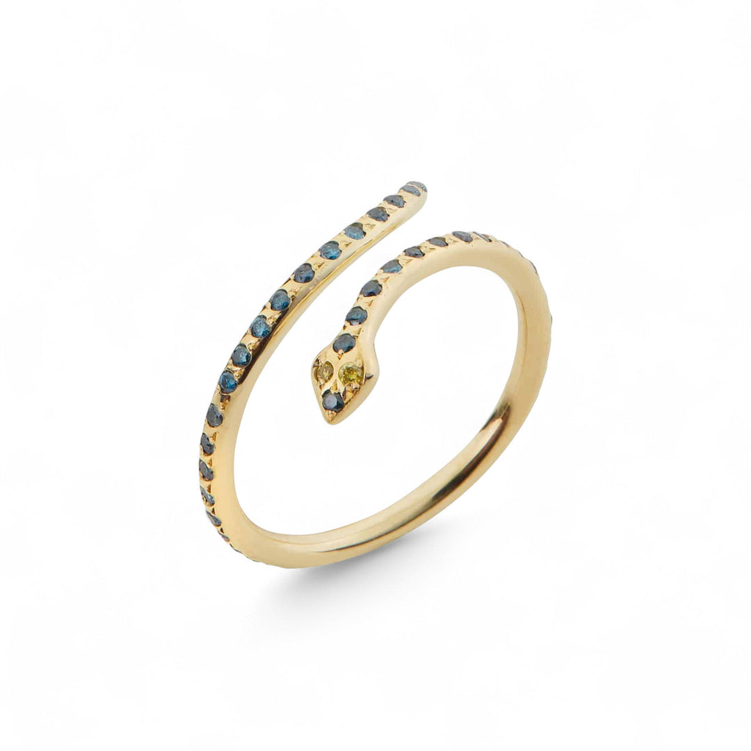 Small Python Ring Blue Diamonds - SNAKES - Ileana Makri