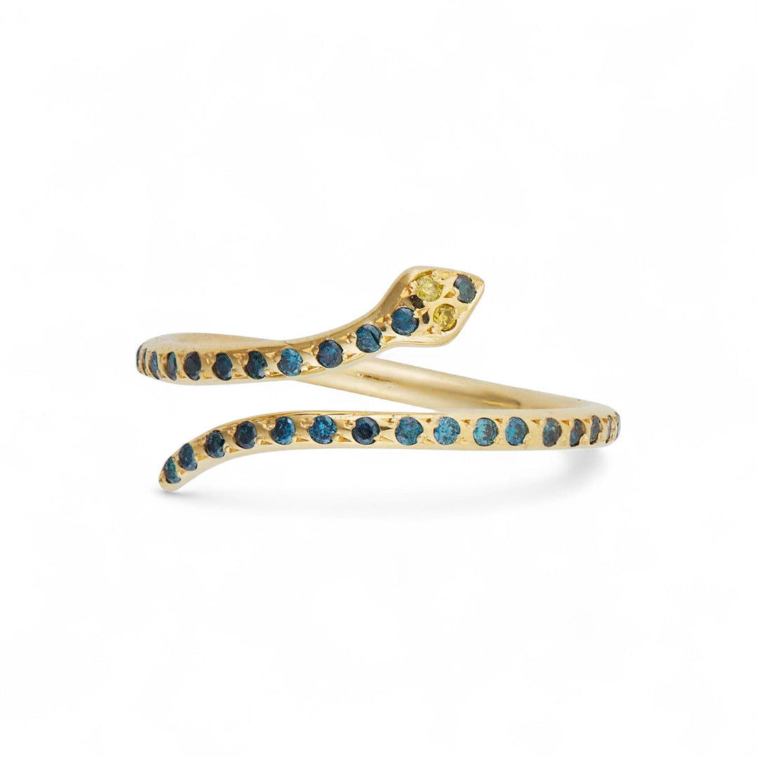 Small Python Ring Blue Diamonds - SNAKES - Ileana Makri