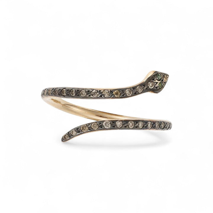 Small Python Ring Champagne Diamonds - SNAKES - Ileana Makri