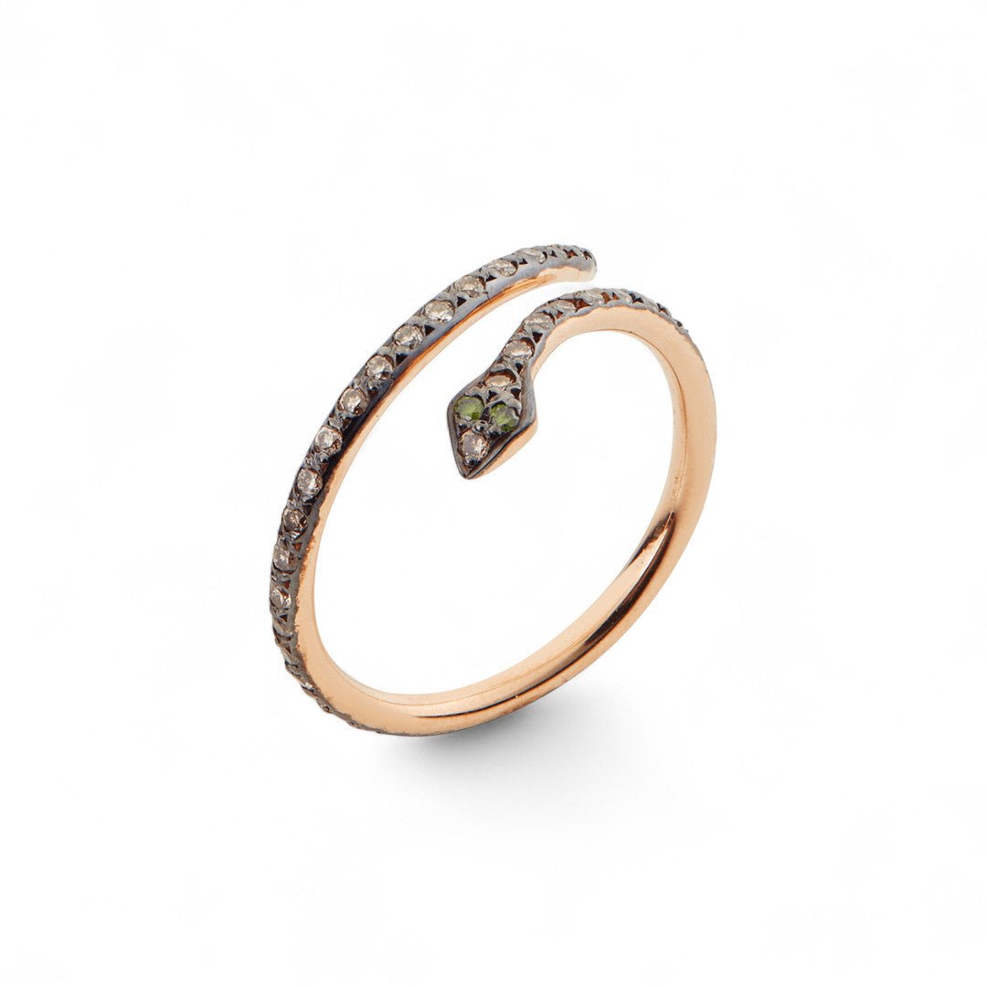 Small Python Ring Champagne Diamonds - SNAKES - Ileana Makri