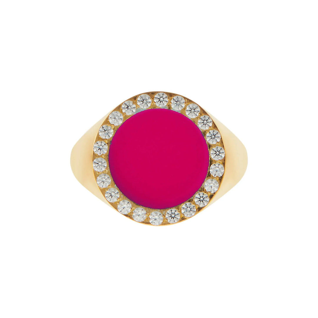 Smooth Enamel Crystal Chevalier Ring - Eye M Neon Rocks - Ileana Makri store