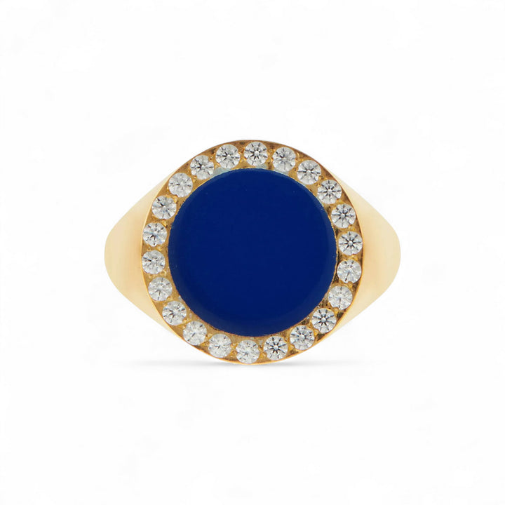 Smooth Enamel Crystal Chevalier Ring