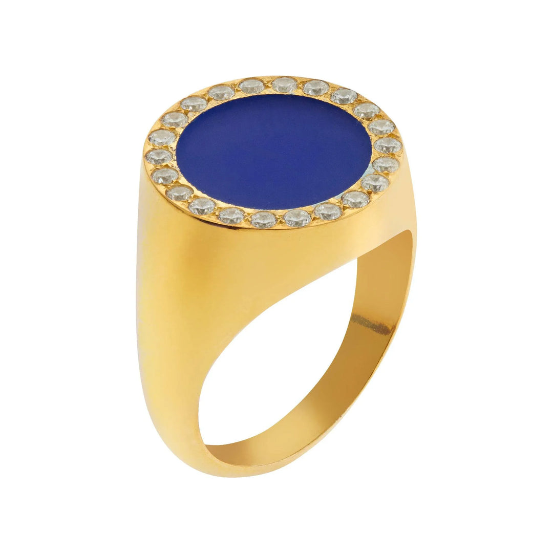 Smooth Enamel Crystal Chevalier Ring - Eye M Neon Rocks - Ileana Makri store