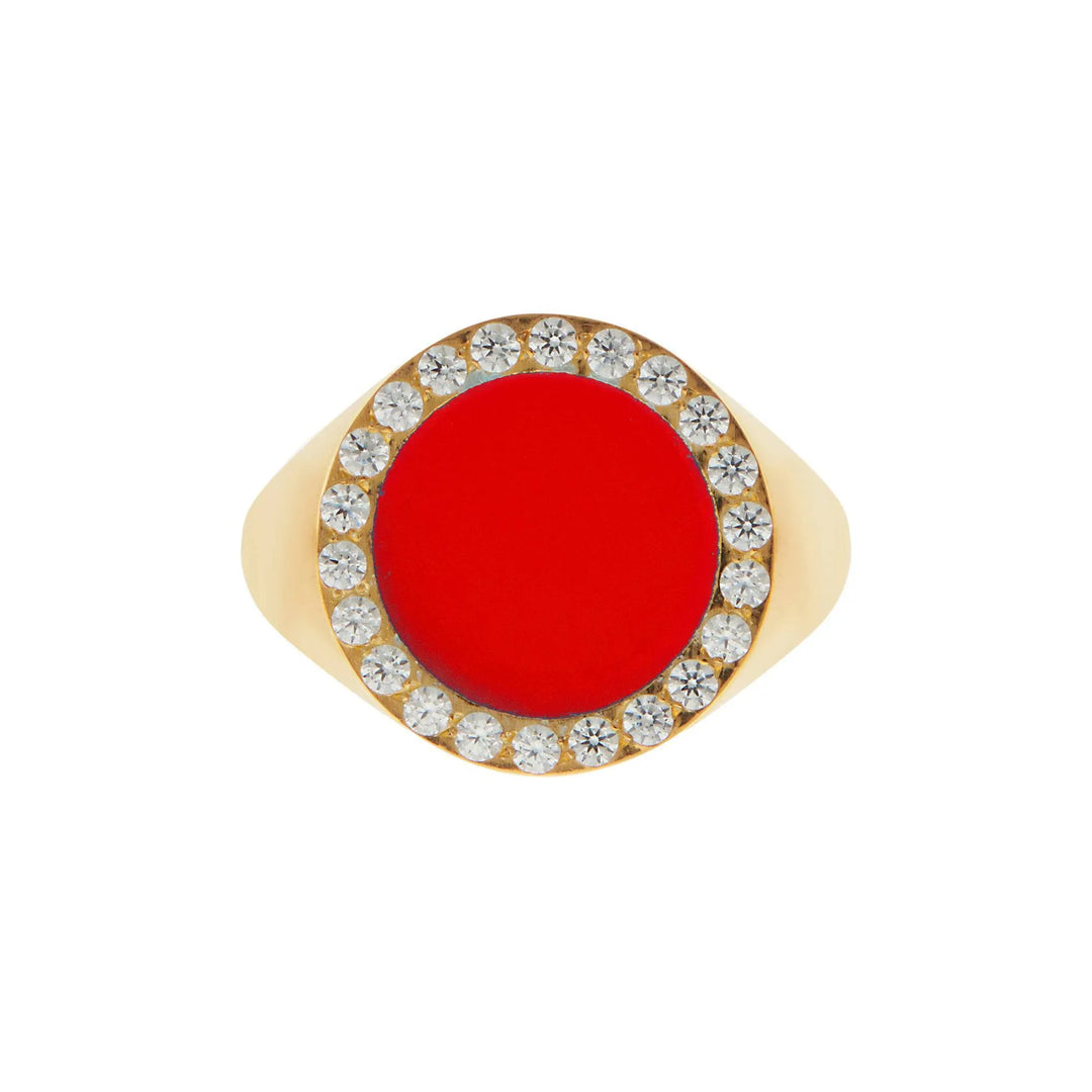 Smooth Enamel Crystal Chevalier Ring - Eye M Neon Rocks - Ileana Makri store