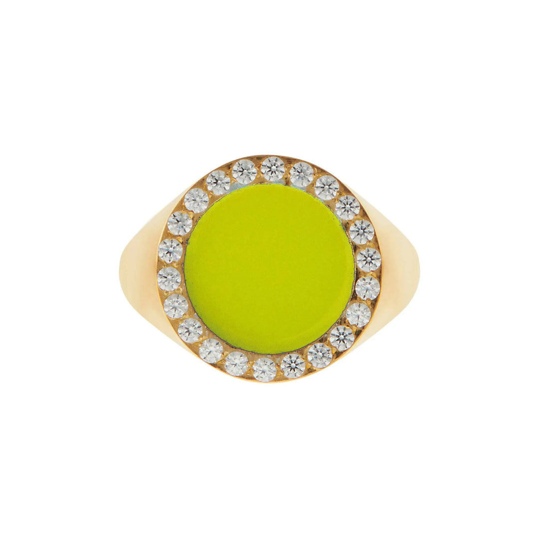 Smooth Enamel Crystal Chevalier Ring - Eye M Neon Rocks - Ileana Makri store