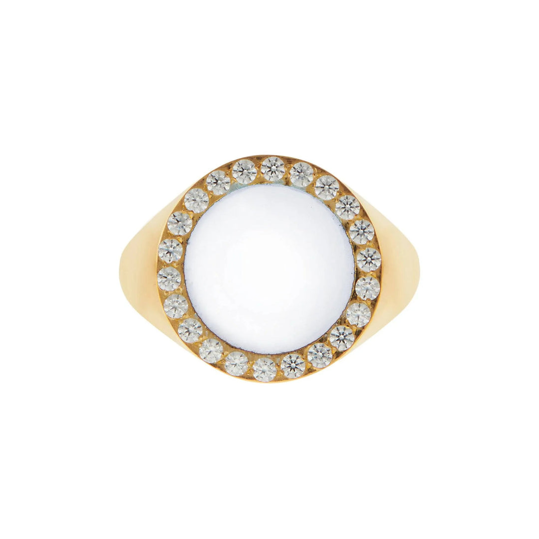 Smooth Enamel Crystal Chevalier Ring - Eye M Neon Rocks - Ileana Makri
