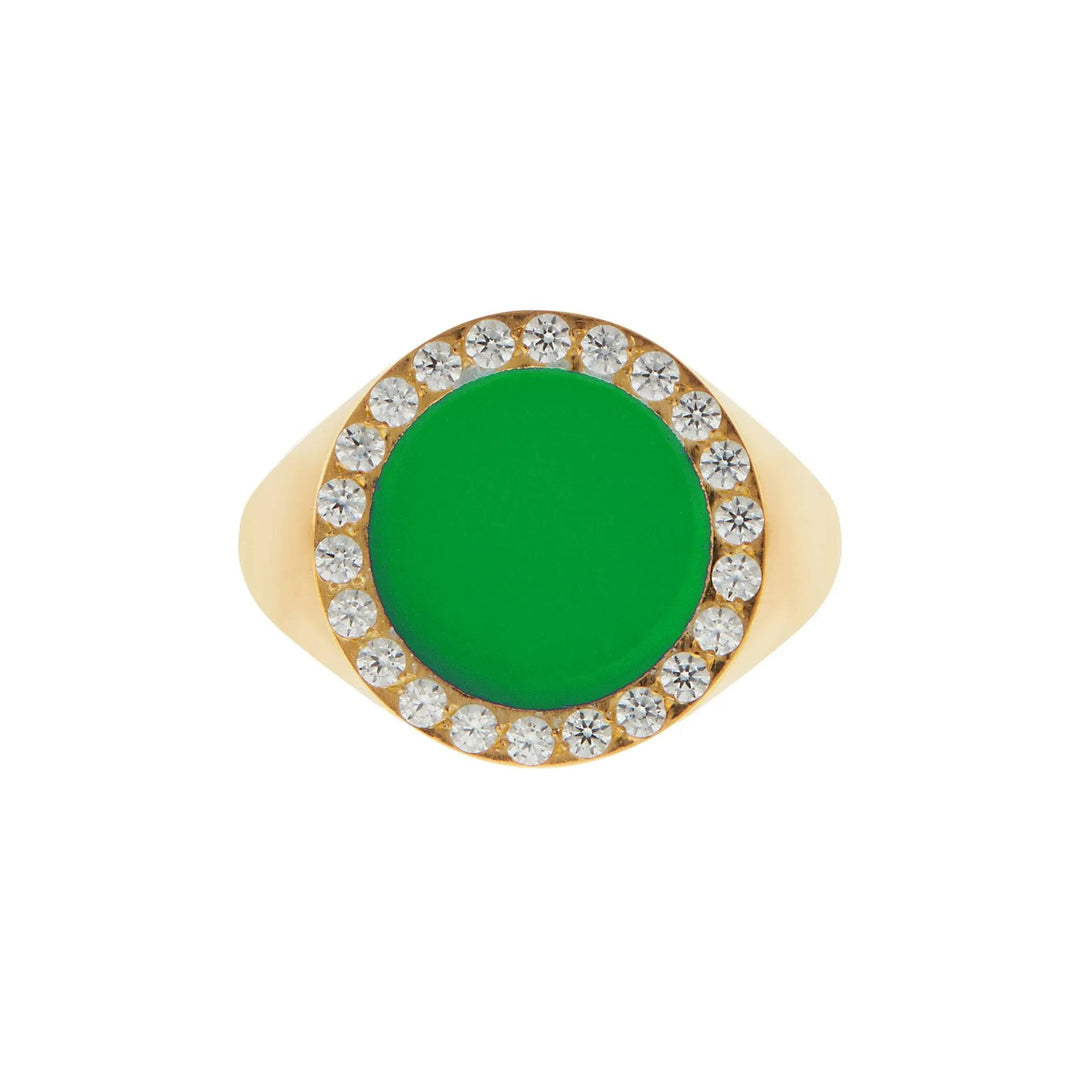 Smooth Enamel Crystal Chevalier Ring - Eye M Neon Rocks - Ileana Makri