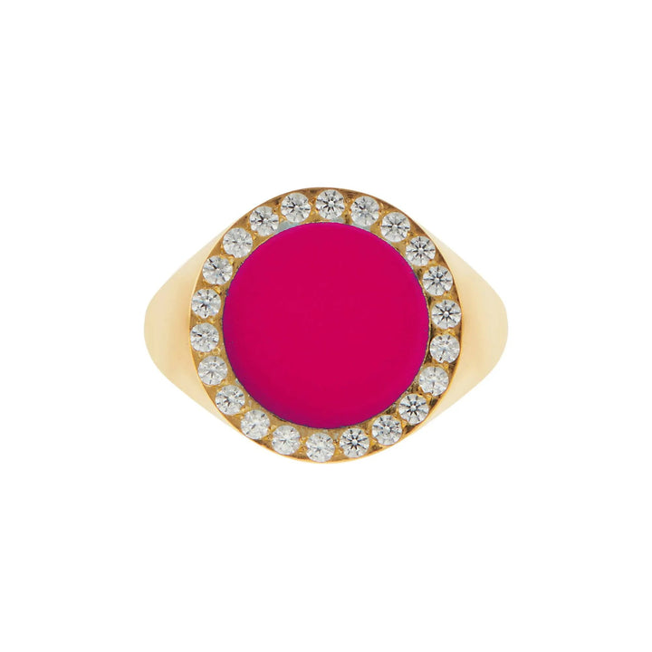 Smooth Enamel Crystal Chevalier Ring - Eye M Neon Rocks - Ileana Makri