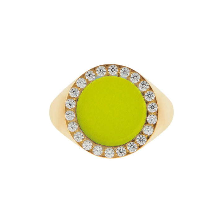 Smooth Enamel Crystal Chevalier Ring - Eye M Neon Rocks - Ileana Makri