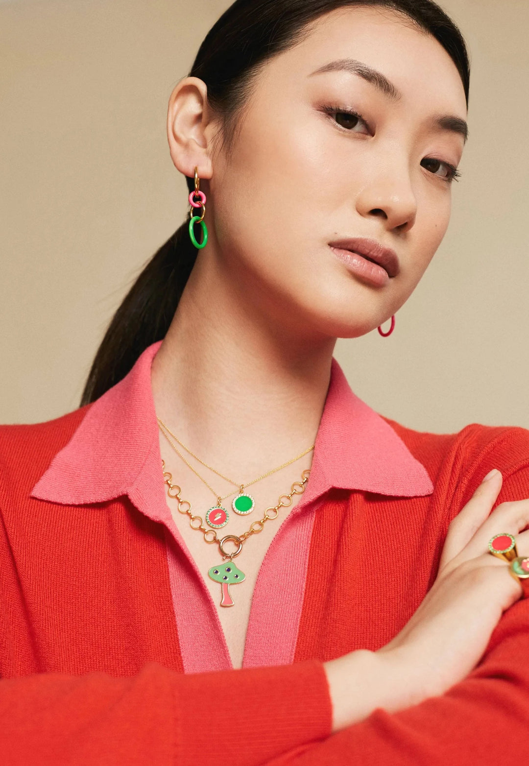 Smooth Enamel Pendant - Eye M Neon Rocks - Ileana Makri