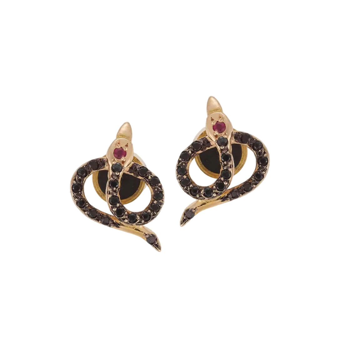 Snake Studs Pave P - Bd - Ru - SNAKES - Ileana Makri