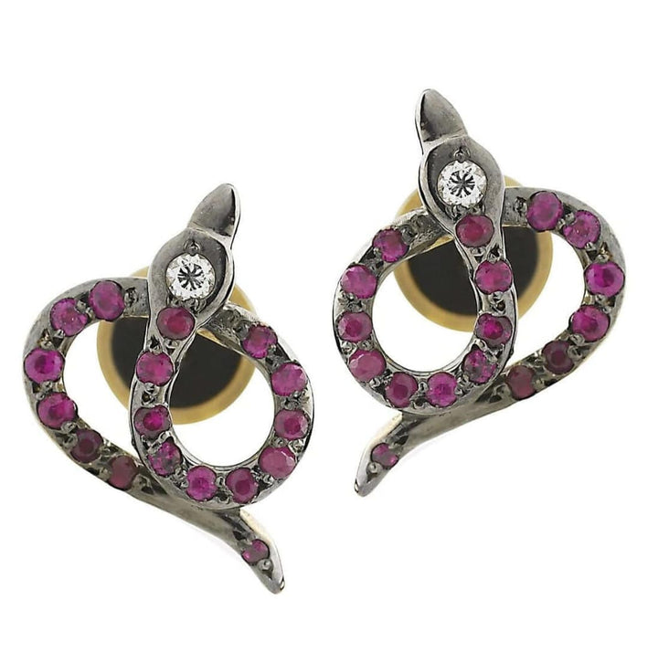 Snake Studs Pave P-OXS-RU-D - SNAKES - Ileana Makri store