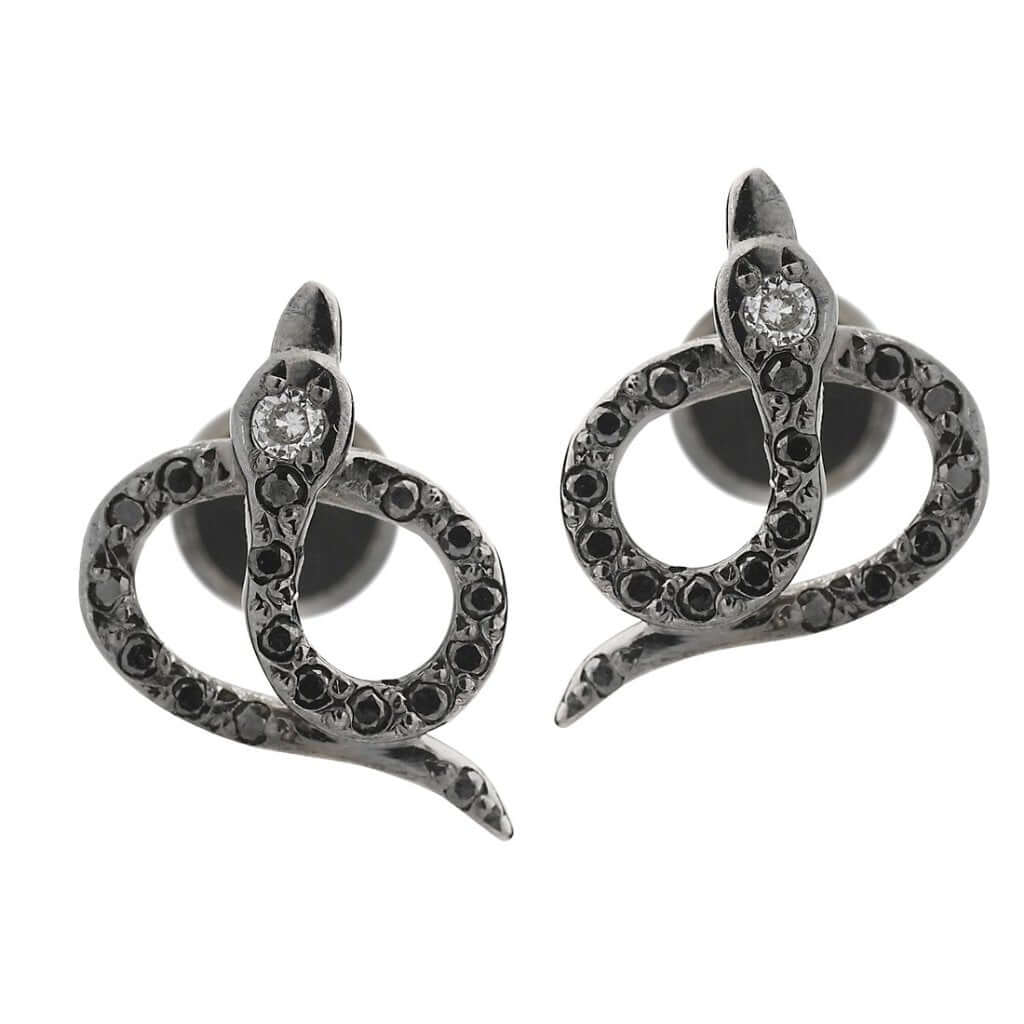 Snake Studs Pave W - Ox - Bd - d - SNAKES - Ileana Makri