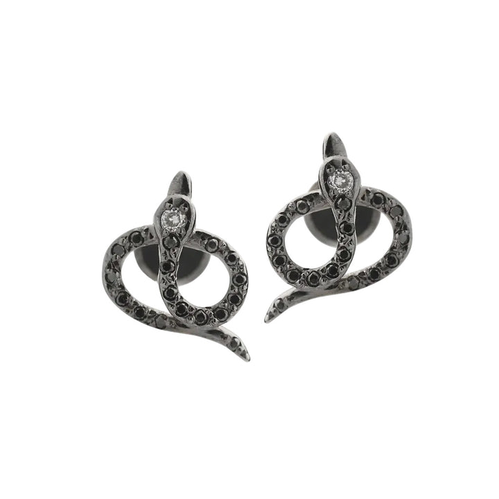 Snake Studs Pave W - Ox - Bd - d - SNAKES - Ileana Makri