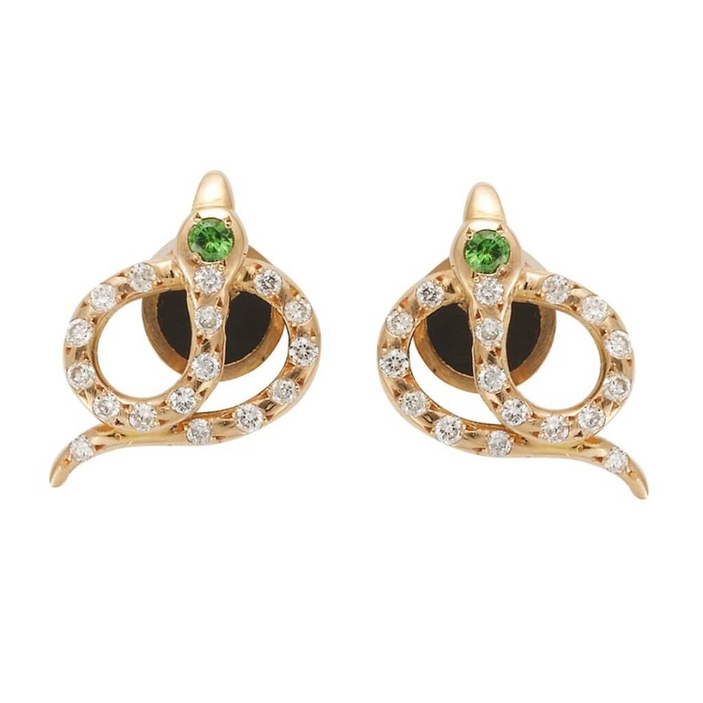 Snake Studs Pave Y - D - Ts - SNAKES - Ileana Makri