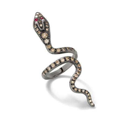 Cobra Ring W-Ox-Chd-Ru - Snakes - Ileana Makri store