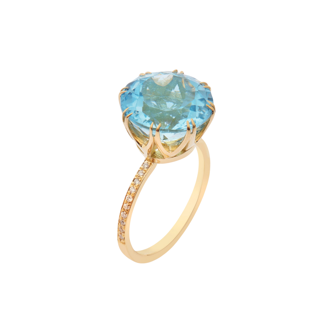 Solitaire Crown Ring Blue Topaz - Crown - Ileana Makri
