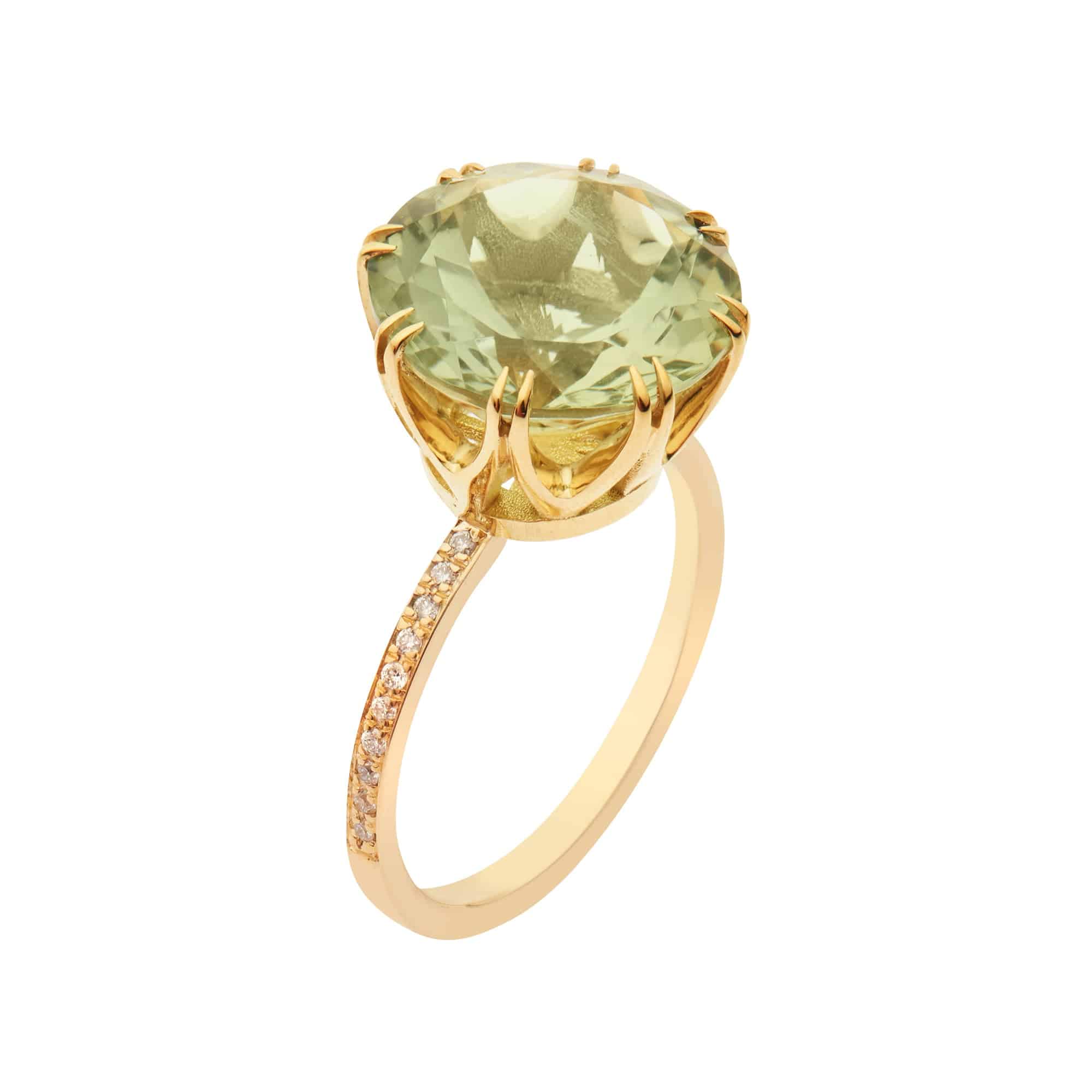 Solitaire Crown Ring Green Amethyst