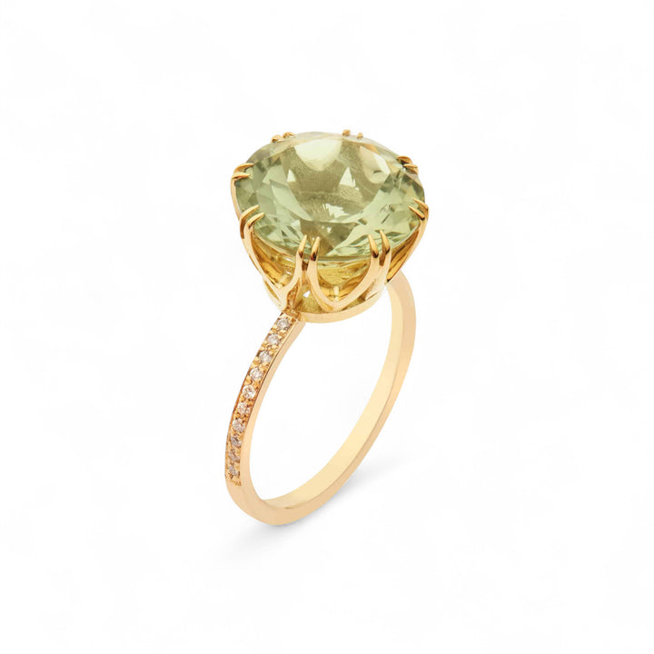 Solitaire Crown Ring Green Amethyst