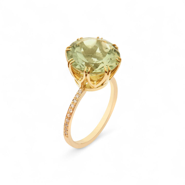 Solitaire Crown Ring Green Amethyst - Crown - Ileana Makri
