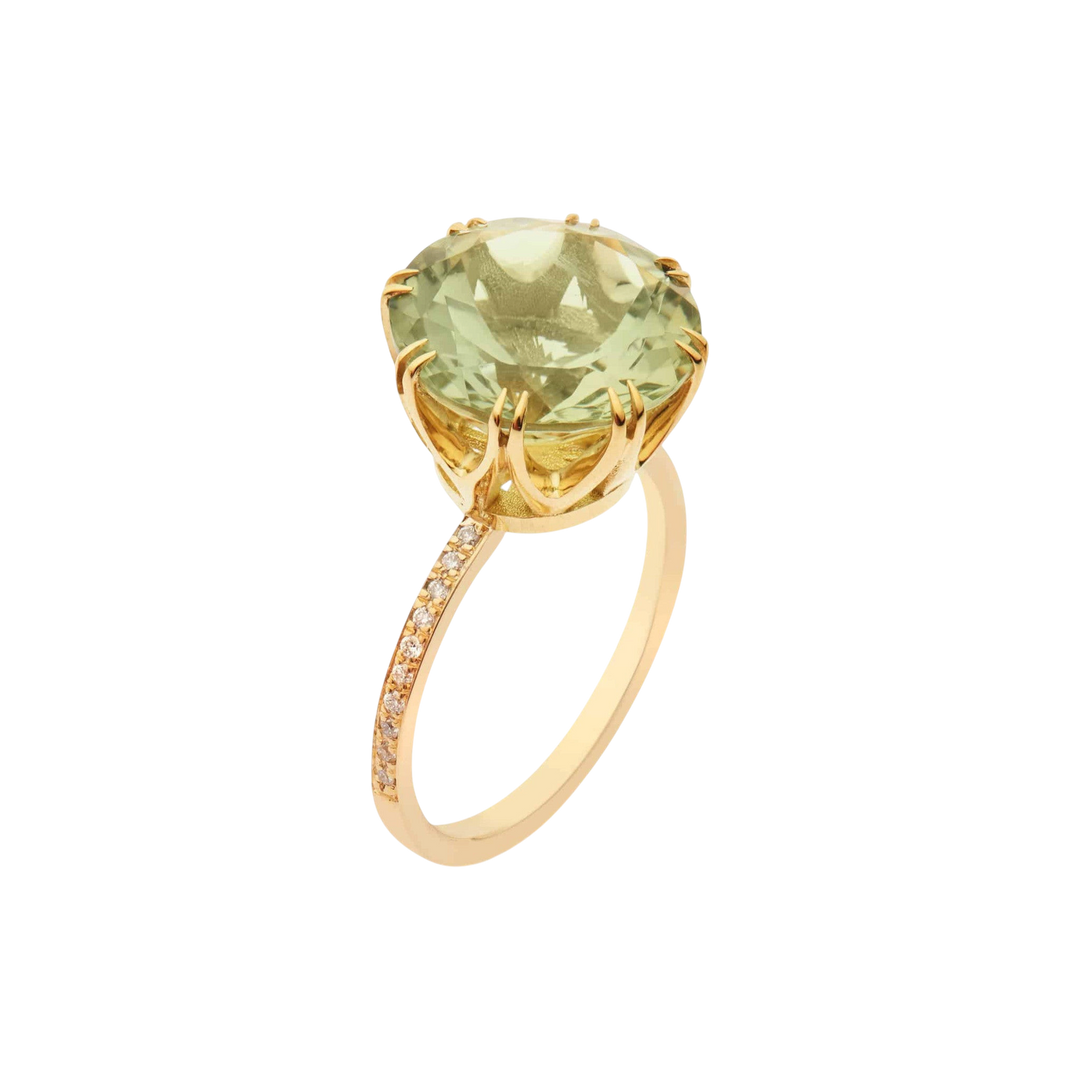 Solitaire Crown Ring Green Amethyst - Crown - Ileana Makri