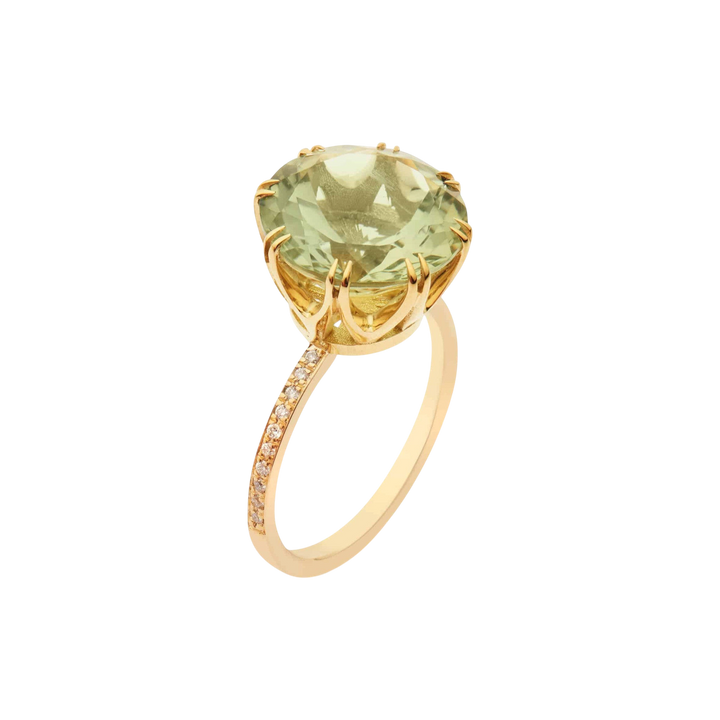 Solitaire Crown Ring Green Amethyst - Crown - Ileana Makri