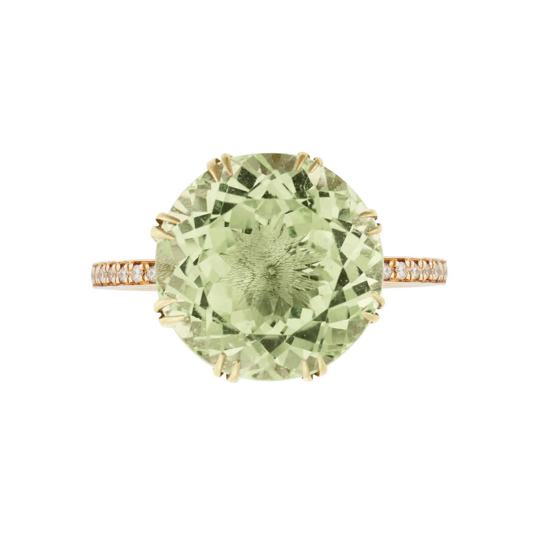 Solitaire Crown Ring Green Amethyst - Crown - Ileana Makri