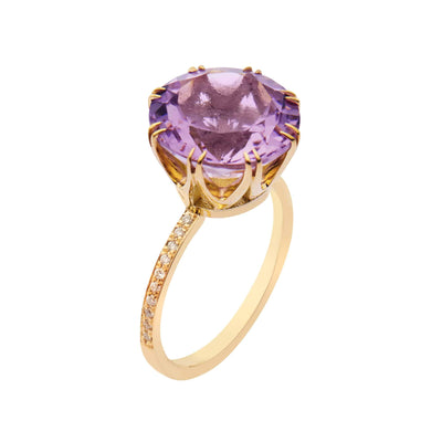 Solitaire Crown Ring Pink Amethyst - Crown - Ileana Makri store