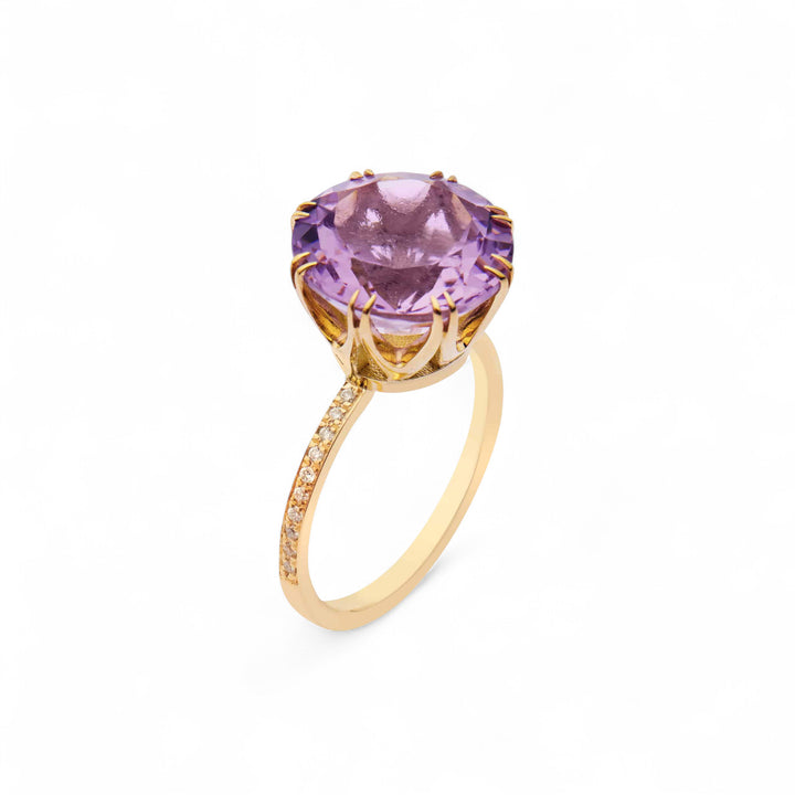 Solitaire Crown Ring Pink Amethyst