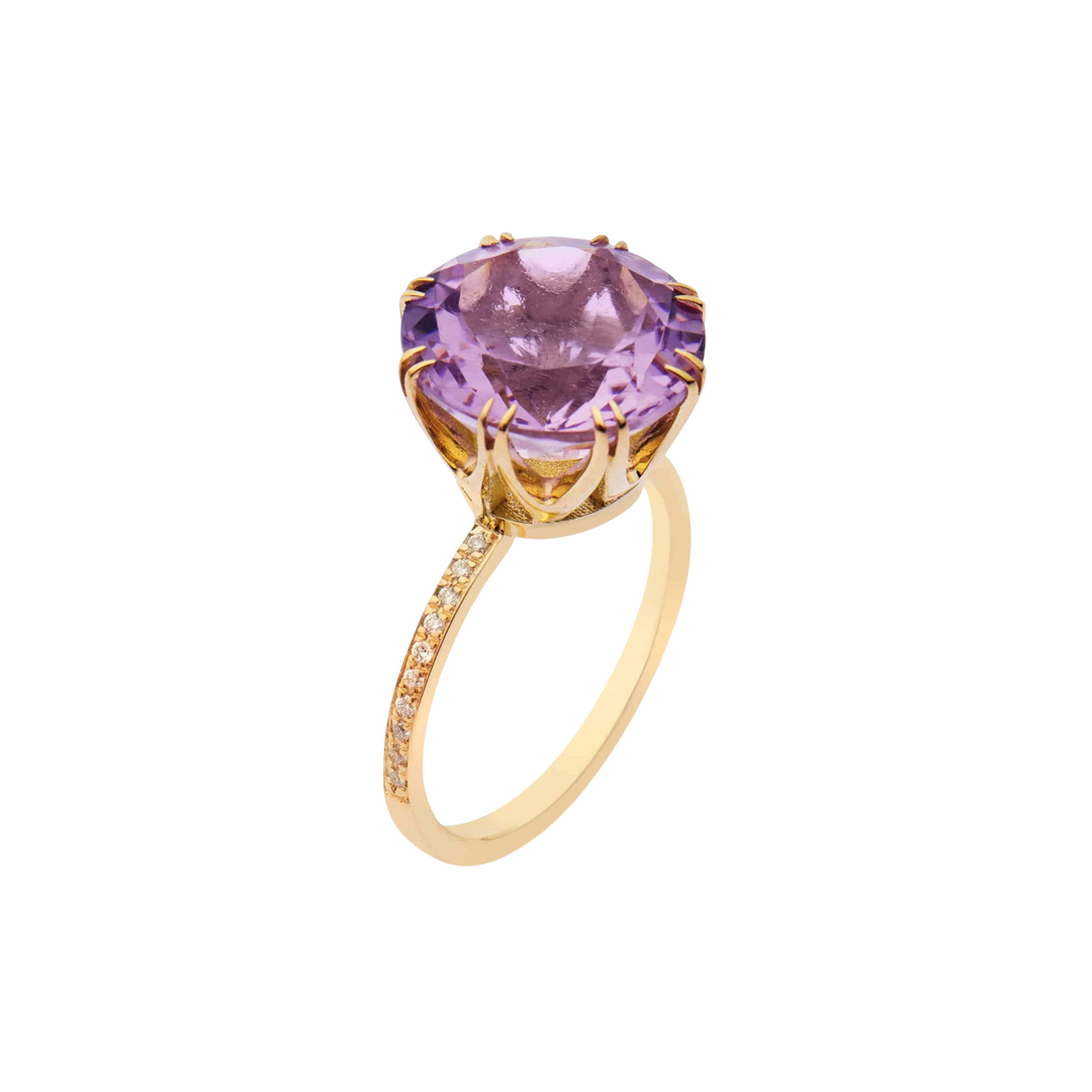 Solitaire Crown Ring Pink Amethyst - Crown - Ileana Makri